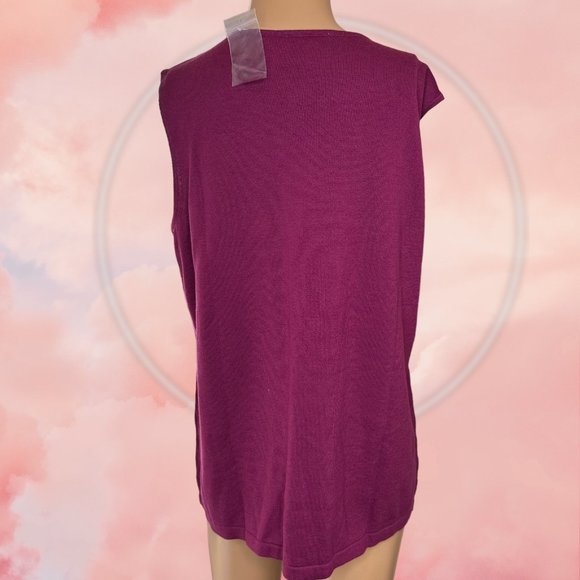 Joan’s Rivers Womens Set Sweater-Vest Large Stretch Burgundy Cotton Fabric - Picture 10 of 14